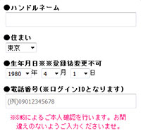 ライブチャットサイトの電話番号入力のイメージ
